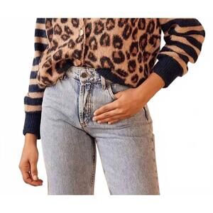 NEW DIPPED SHOP leopard striped cardigan in navy / brown